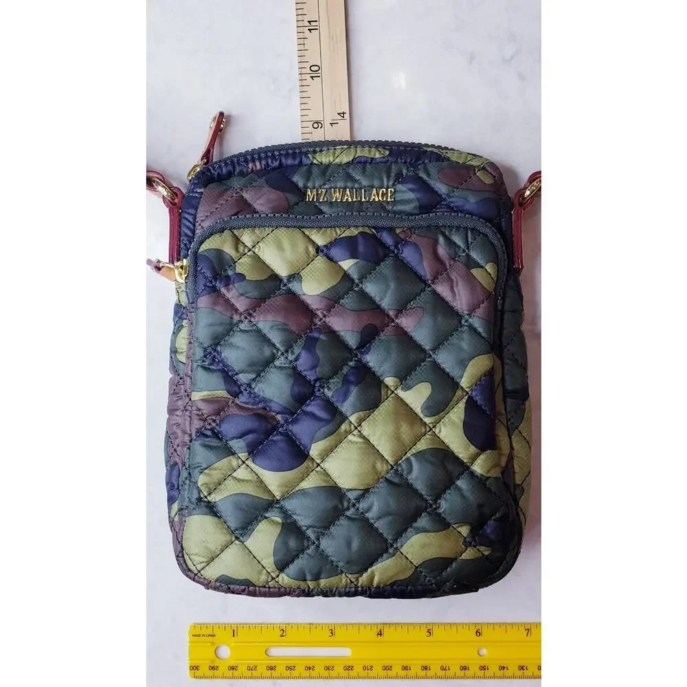MZ WALLACE Metro Quilted Crossbody Bag Green Camo Camouflage Print - Picture 15 of 16